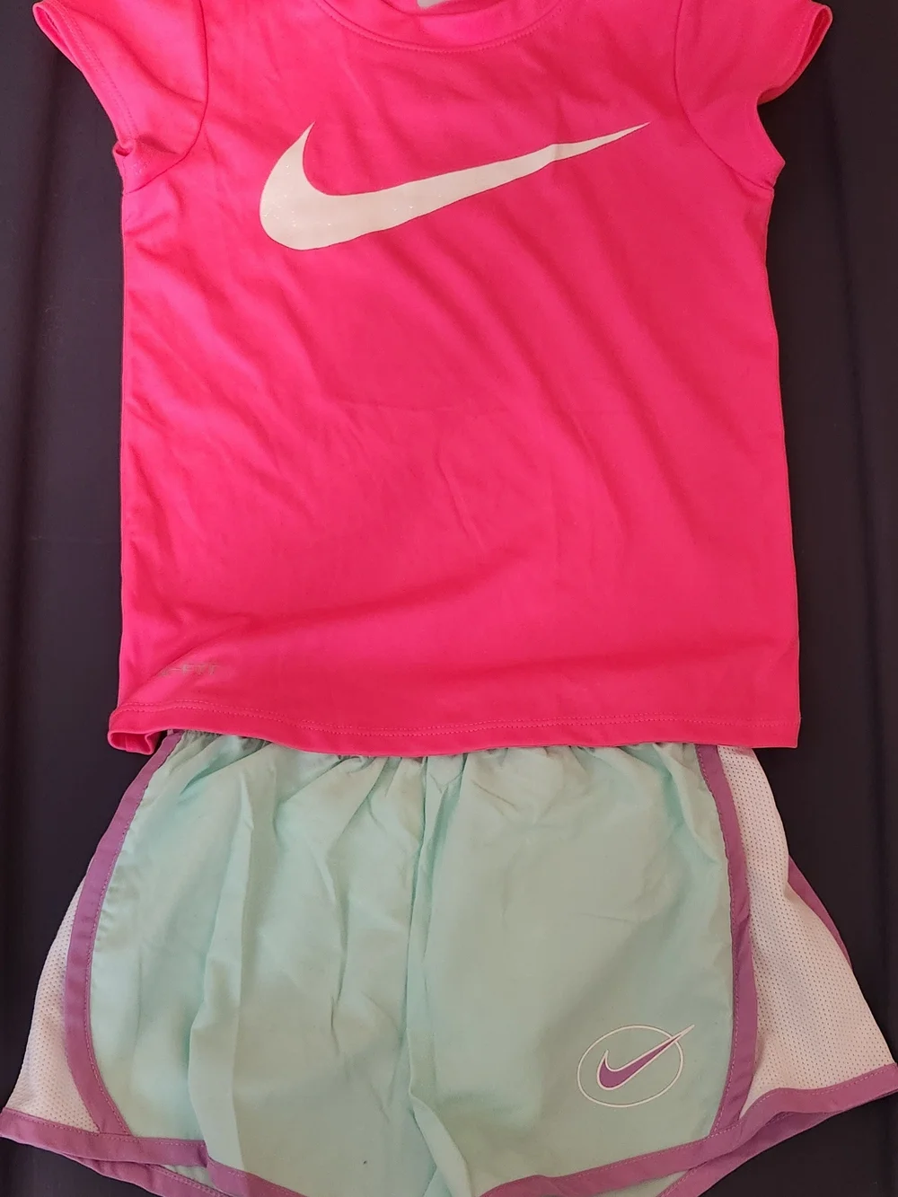 Nike Hot Pink Tee with Mint Green Athletic Shorts